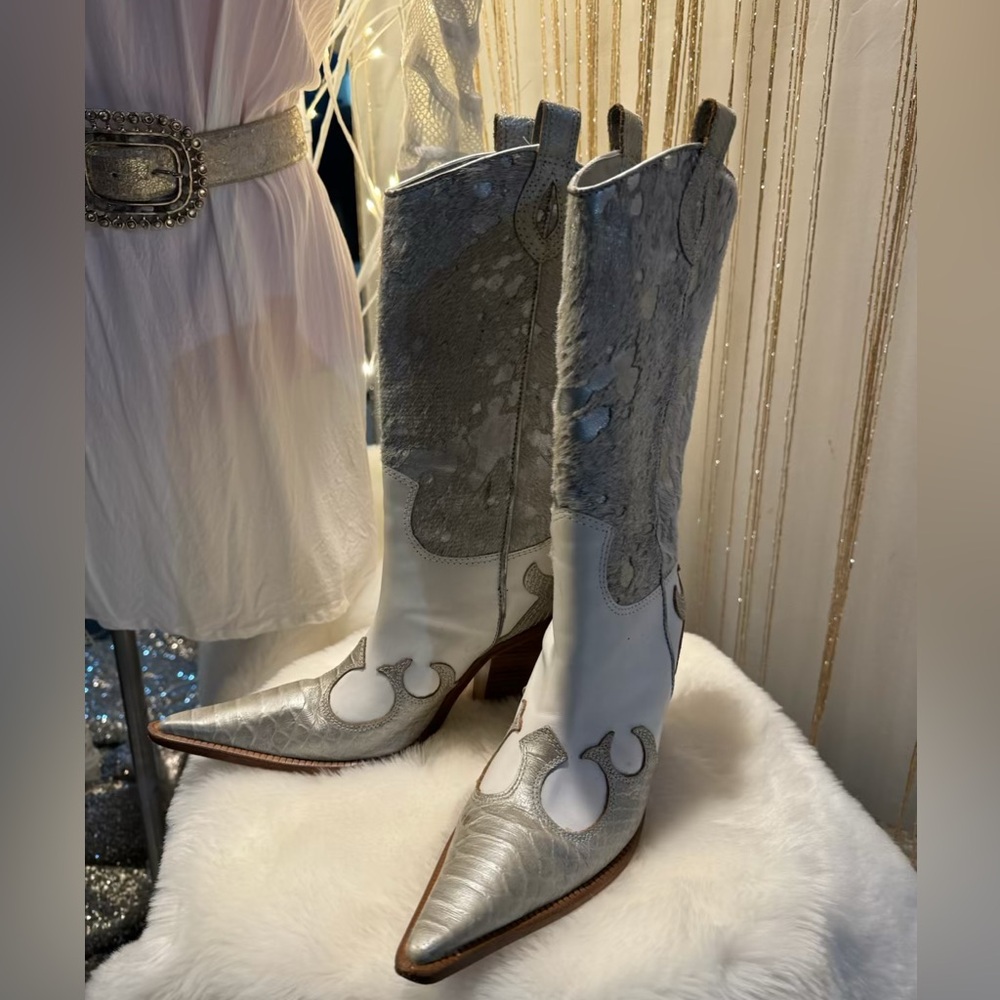 White and silver Cowgirl Boots